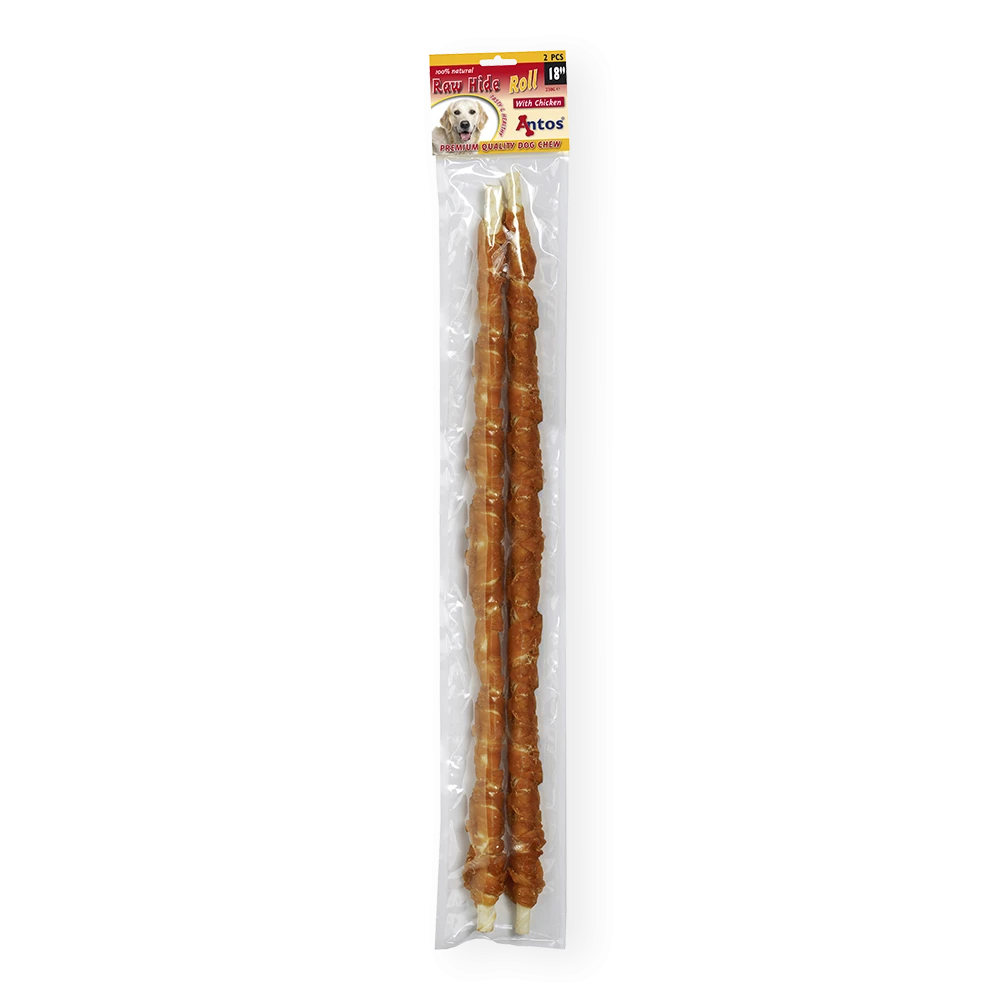 Raw Hide White + Chicken Roll 18'' 2 pces