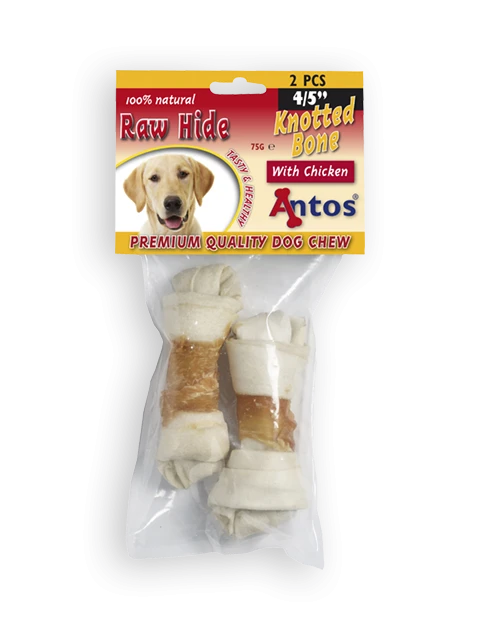Raw Hide White + Chicken Knotted Bone 4/5" 2 pces