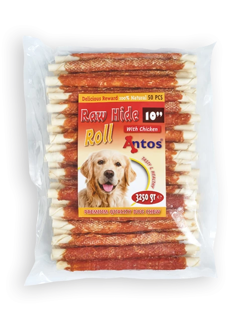 Raw Hide White + Chicken Roll 10'' 50 pces