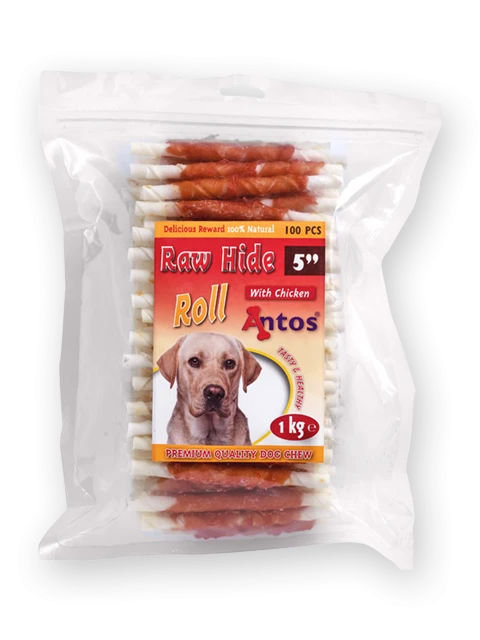 Raw Hide White + Chicken Roll 5" 100 pces