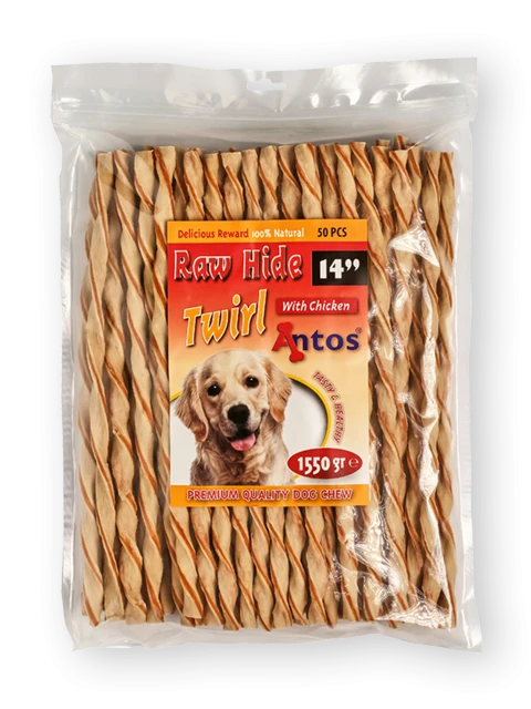 Raw Hide White + Chicken Twirl 14'' 50 pces