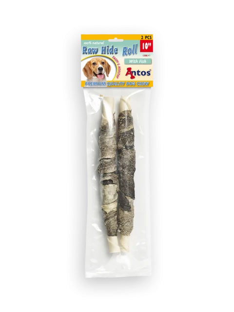 Raw Hide White + Fish Roll 10'' 2 pces