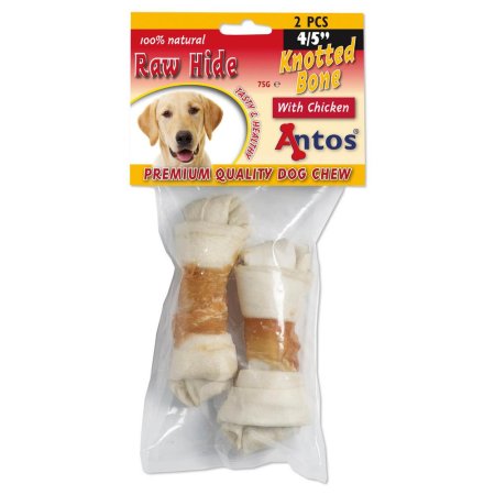 Raw Hide White + Chicken Knotted Bone 4/5" 2 pces