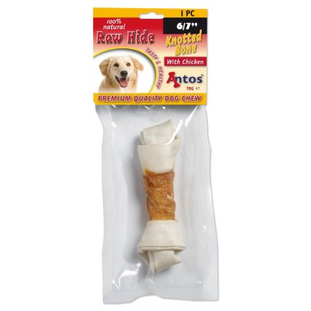 Raw Hide White + Chicken Knotted Bone 6/7" 1 pce