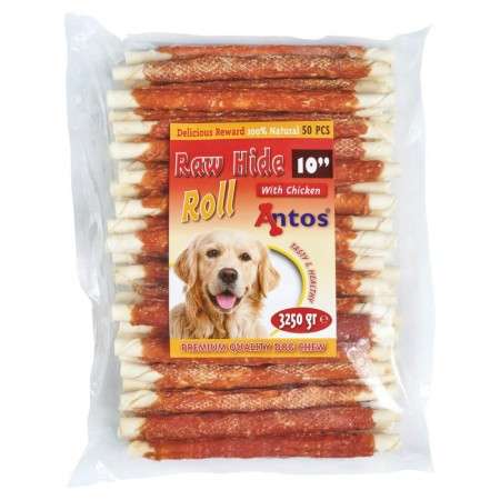 Raw Hide White + Chicken Roll 10'' 50 pces
