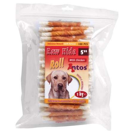 Raw Hide White + Chicken Roll 5" 100 pces