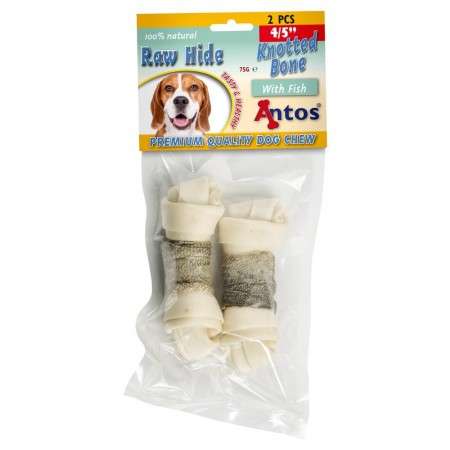 Raw Hide White + Fish Knotted Bone 4/5'' 2 pces