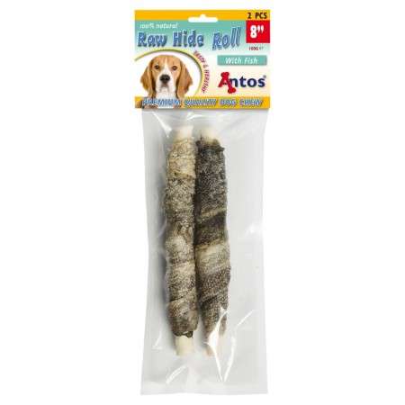 Raw Hide White + Fish Roll 8'' 2 pces